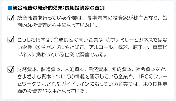統合報告の経済的効果：長期投資家の選別